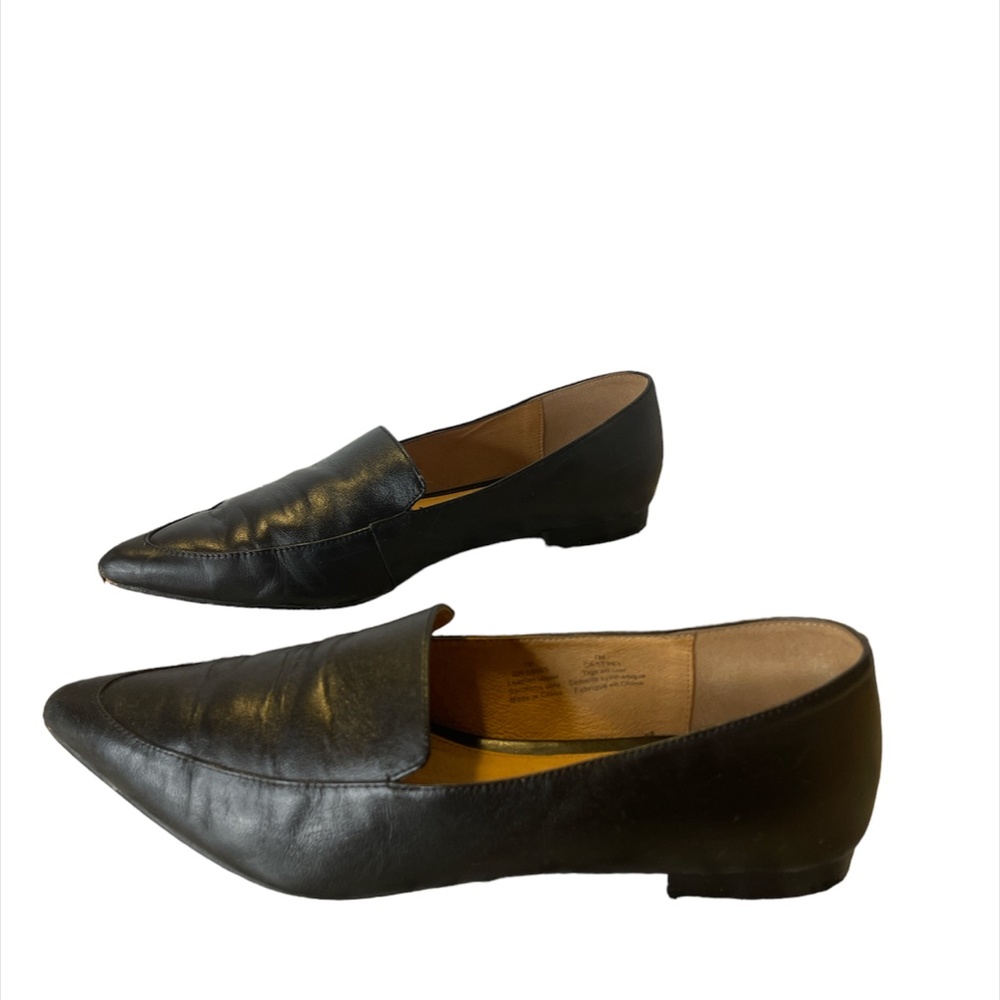 Halogen Kendra Pointed Toe Leather Loafers Flats Black Women's Size 7M